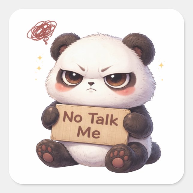 No Talk Me Tired Panda Sticker (Front)