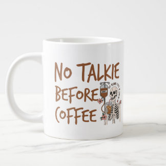 No Talkie Before Coffee funny cat lover gift Large Coffee Mug