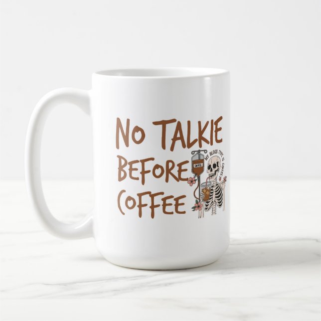 No Talkie Before Coffee funny cat lover gift Mug (Left)