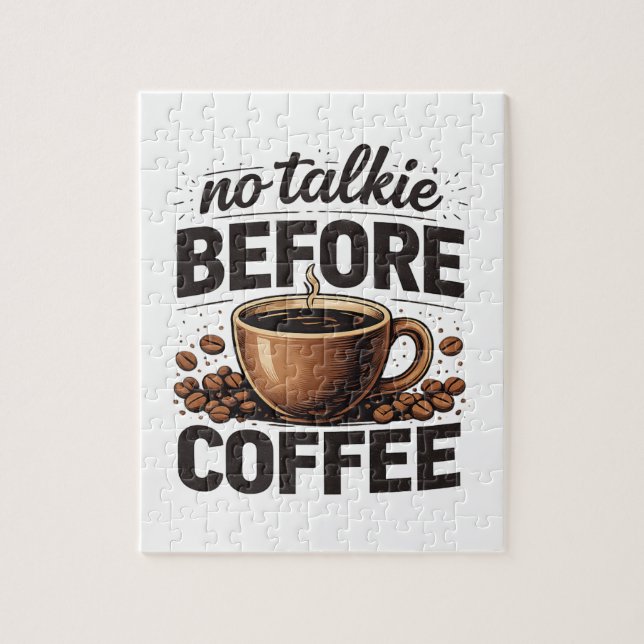 No Talkie Before Coffee – Funny Retro Coffee Lover Jigsaw Puzzle (Vertical)