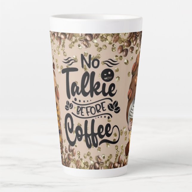 No Talkie Before Coffee Gnomes Latte Mug (Front)