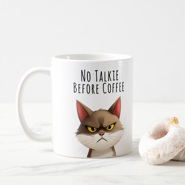 No Talkie Before the Coffee Funny  Mug (With Donut)