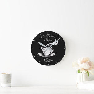 No Talking Before Coffee Humourous Clock