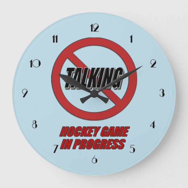 No Talking Hockey Game In Progress Wall Clock (Front)