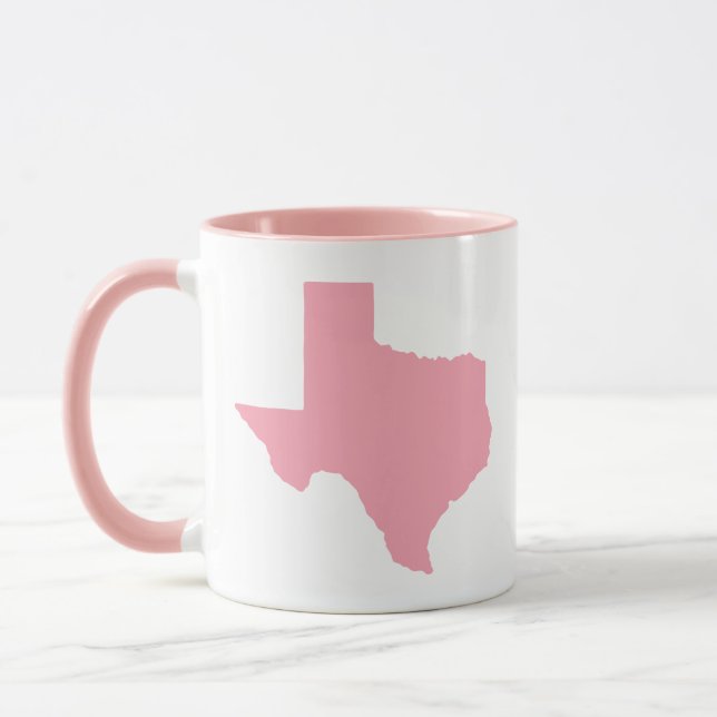 NO TEXT Pink State Of Texas Shape Mug (Left)