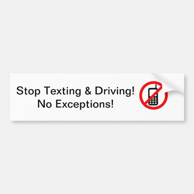 No Texting Bumper Sticker (Front)