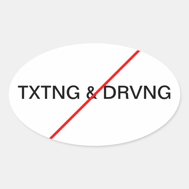 No Texting & Driving Oval Sticker (Front)