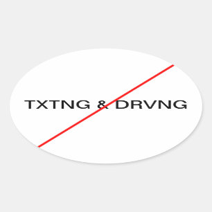 No Texting & Driving Oval Sticker