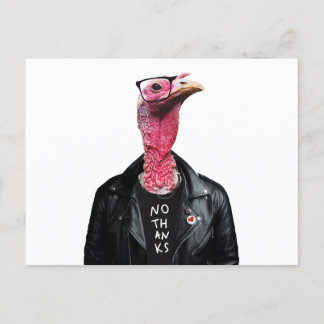 No Thank you. Funny Turkey with glasses Postcard