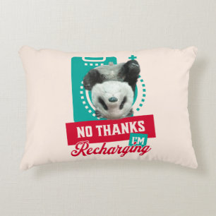 No Thanks, I’m Recharging Panda Bear Cub Battery Decorative Cushion