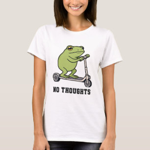 No Thoughts Frog Scooter Funny Meme T-Shirt