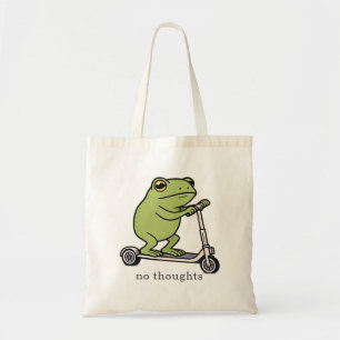 No Thoughts Frog Scooter Funny Meme Tote Bag