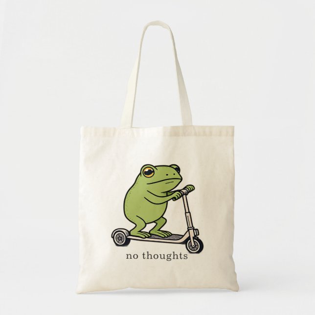 No Thoughts Frog Scooter Funny Meme  Tote Bag (Front)