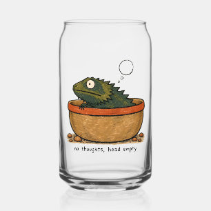 No Thoughts Head Empty Bearded Dragon Art Can Glass