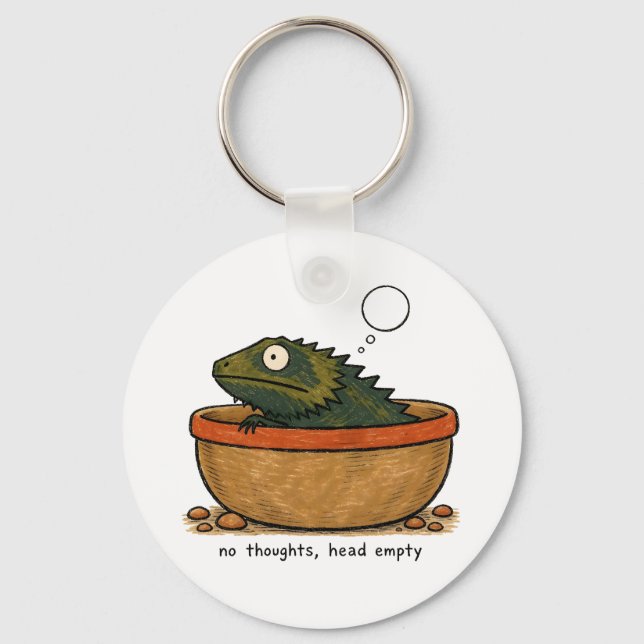 No Thoughts Head Empty Bearded Dragon Art Key Ring (Front)