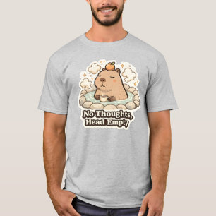 No Thoughts Head Empty Capybara Sticker Cute T-Shirt