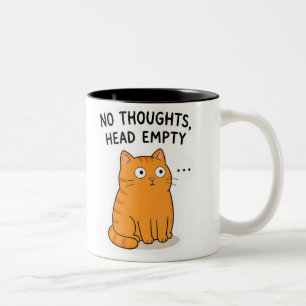 No Thoughts Head Empty Cat PNG - Funny Orange Cat Two-Tone Coffee Mug