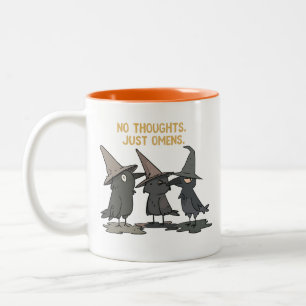 No Thoughts Just Omens Witch Crows Two-Tone Coffee Mug