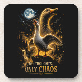 No Thoughts Only Chaos Funny Goose Gift Coaster