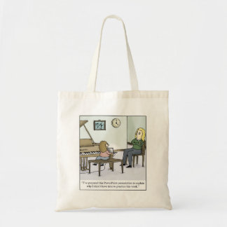 No Time to Practice Piano Lesson Cartoon Tote Bag