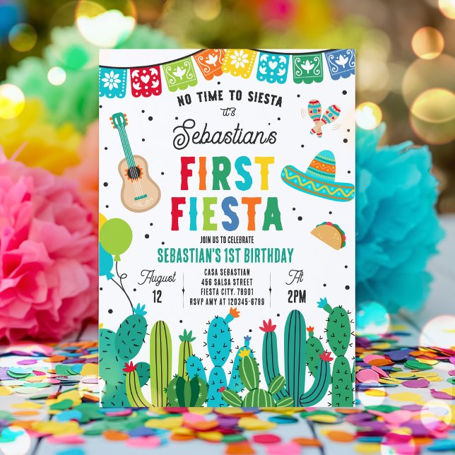 No Time To Siesta 1st Birthday Fiesta Party Invitation (Creator Uploaded)