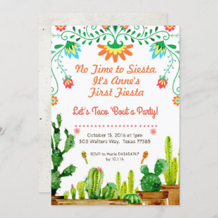 No Time to Siesta Birthday Invitation