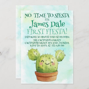 No Time to Siesta Cactus Birthday Fun Fiesta Party Invitation