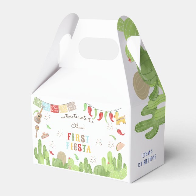 No time to siesta fiesta mexican first birthday favour box (Front Side)