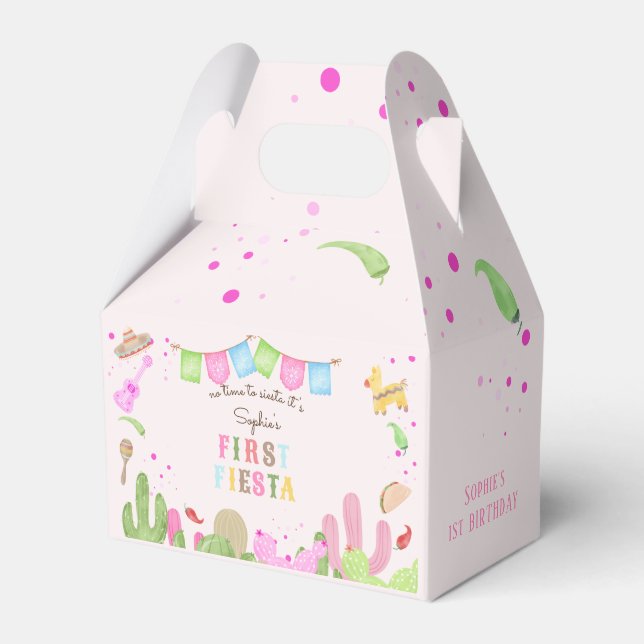 No time to siesta fiesta mexican first birthday favour box (Front Side)