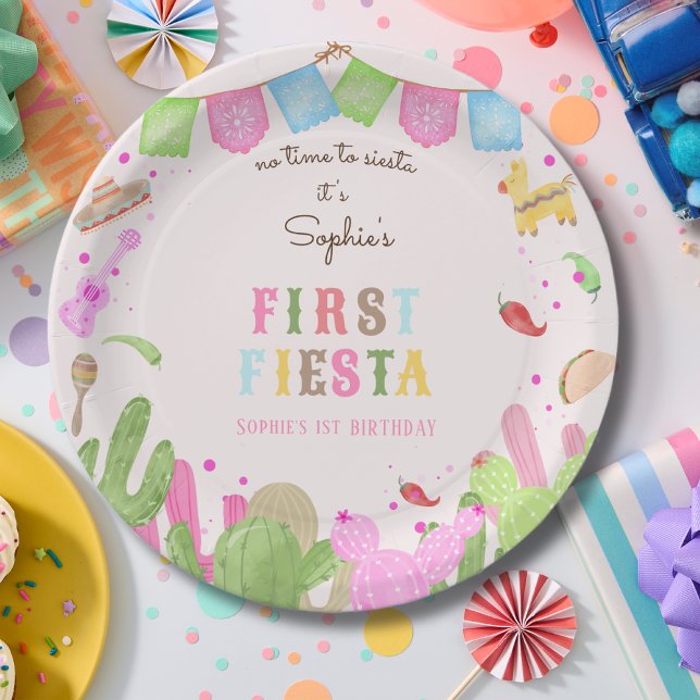 No time to siesta fiesta mexican first birthday paper plate (Creator Uploaded)