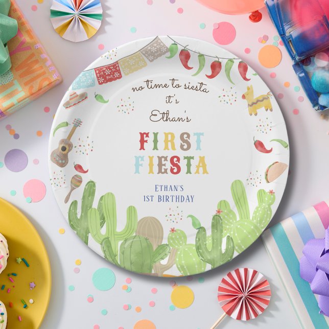 No time to siesta fiesta mexican first birthday paper plate (Creator Uploaded)
