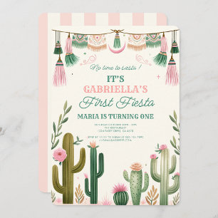 No Time To Siesta First Fiesta Girl Birthday 1st  Invitation