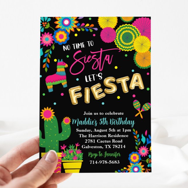 No Time To Siesta Let's Fiesta Birthday  Invitation (Creator Uploaded)