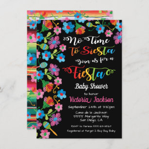 No time to siesta Mexican fiesta embroidery Invitation