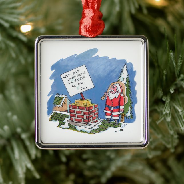 No To Santa square premium ornament (Tree)