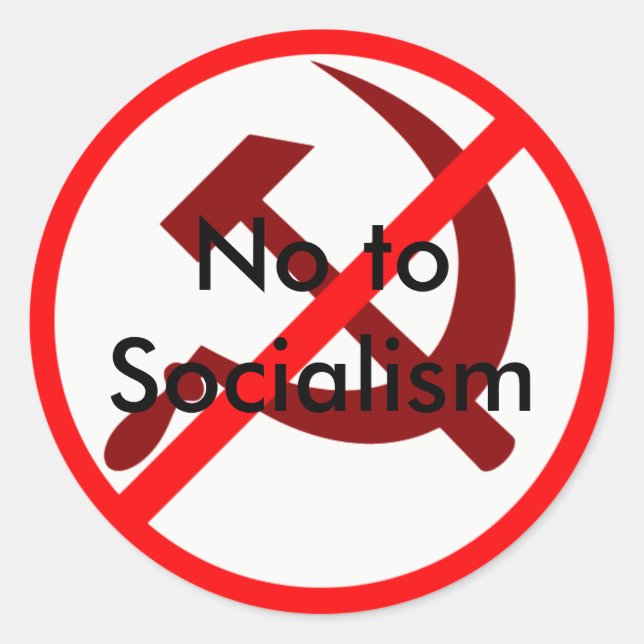 No to Socialism Classic Round Sticker (Front)