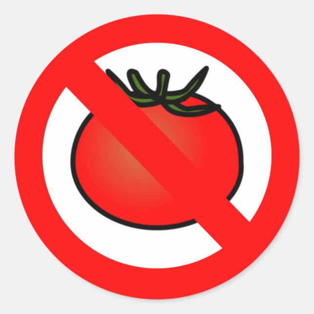 No Tomatoes Classic Round Sticker (Front)