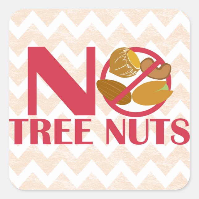 No Tree Nuts Food Allergy Alert Stickers (Front)