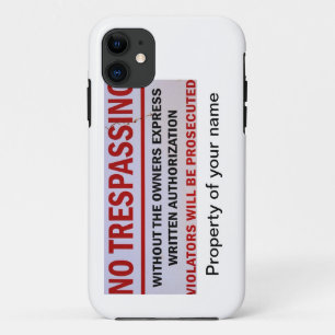 no trespassing personalised case