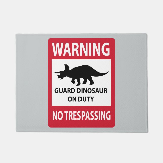 No Trespassing (Triceratops) Sign Doormat (Front)