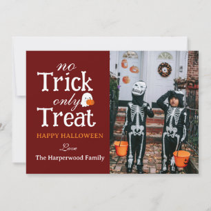 No Trick Only Treat Spooky Halloween family Photo Holiday Card