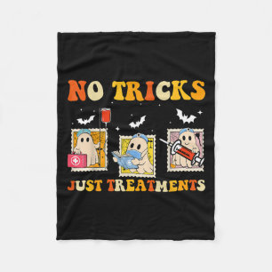 No Tricks Just S Funny Halloween Ghost Nursing  Fleece Blanket