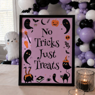 No Tricks Just Treat Halloween Baby Shower Favour Poster