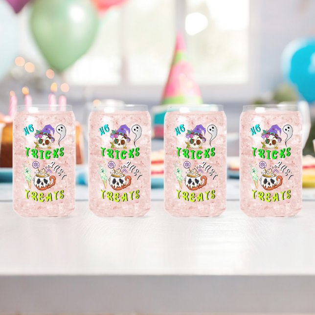 No Tricks Just Treats Cute Can Glass (Insitu (Birthday))