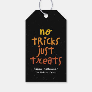 No tricks just treats cute fun Halloween party Gift Tags