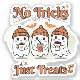 No Tricks Just Treats Cute Ghost Vinyl Sticker