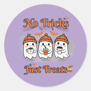 No Tricks Just Treats Cute Ghosts  Classic Round Sticker