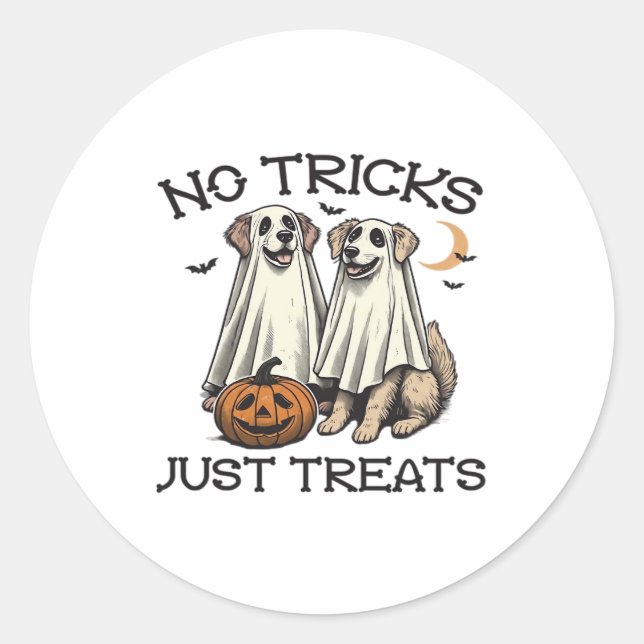 No Tricks Just Treats Dog Halloween Shirt Classic  Classic Round Sticker (Front)