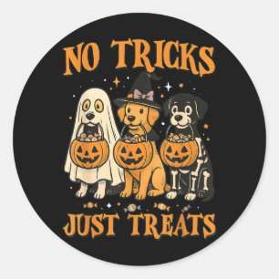No Tricks Just Treats Funny Halloween Dog Classic Round Sticker