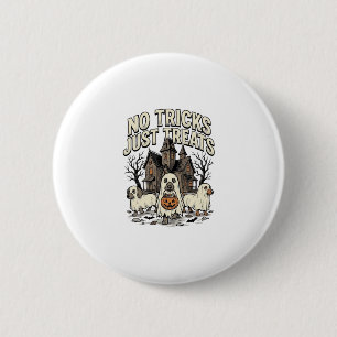 No Tricks Just Treats Halloween Dachshund Ghost De 6 Cm Round Badge